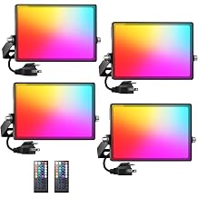 Onforu LED Flood Light Outdoor 300W Equivalent, 30W Color Changing RGBW Floodlight with Remote, 2700K Warm White IP66 Stage Lighting Indoor Uplights for Events, Uplighting for Party 4 Pack