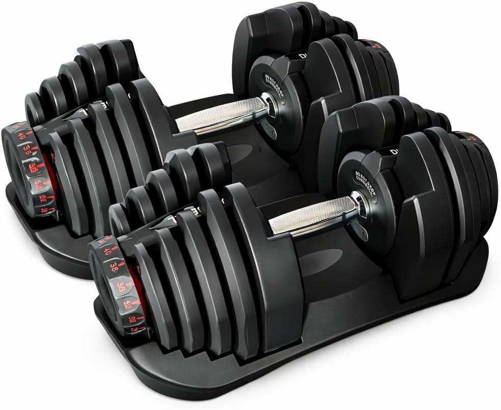 Dumbbell 55.1 lbs 24 kg, 88.2 lbs 40 kg Change Weight in 1 second, Variable Unique Standard Plate Lock Mechanism, Prevents Plates From Falling Wout 15 & 17 Adjustable Levels