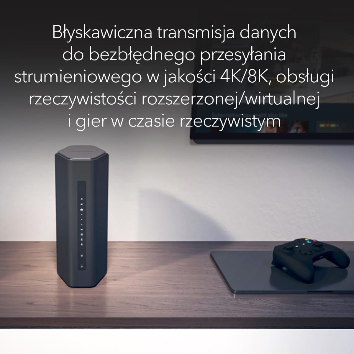 NETGEAR Nighthawk Trójpasmowy router WiFi 7 (RS500) — funkcje zabezpieczeń, szybkość bezprzewodowa BE12000 (do 12 Gb/s) — do 230 m2, 120 urządzeń — port internetowy 2.5 Gb/s.
