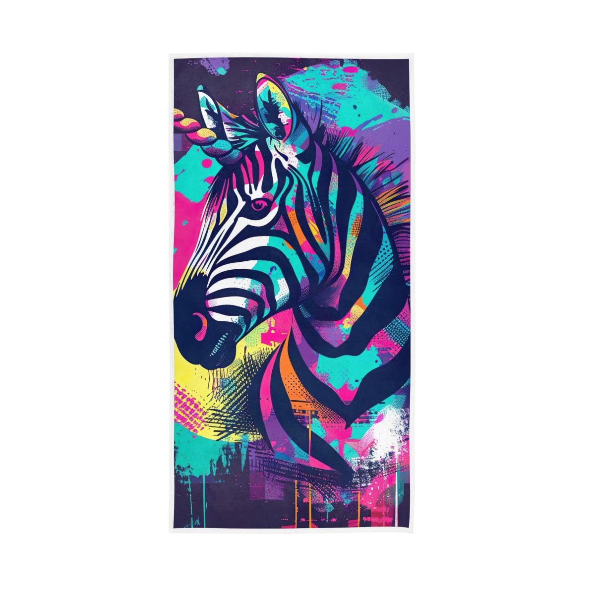 HUYGD Zebra Head Purple Bathroom Hand Towels Decorative, Hand Towel for Bathroom, Travel, Camp, Hotel, Spa 15 x 30 Inches