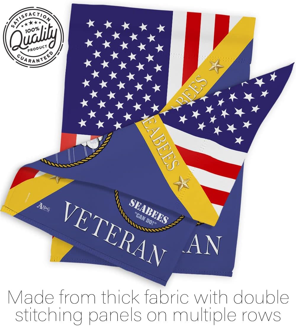 Home of Seabees House Flag - Armed Forces Navy USN Seabee United State American Military Veteran Retire Official - Decoration Banner Small Garden Yard Gift Double-Sided Made in USA 28 X 40