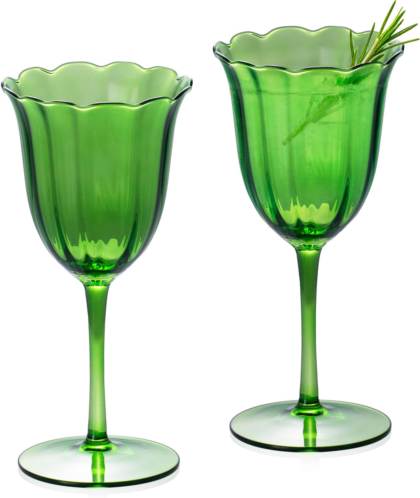 - Wine Glasses Set of 2, 9.47 oz Hand Blown Crystal Bordeaux Wine Glasses, Thin Rim & Long Stem, Perfect for Red & White, Daily Use, Wedding or Birthday Gift with Gift Box, Fully Green Flowers