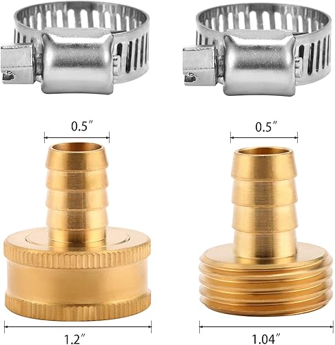 Miniatura 2 de Kit de reparación de conectores de manguera de jardín de latón con abrazadera de acero inoxidable, se adapta a manguera de agua de 12 pulgada, juego