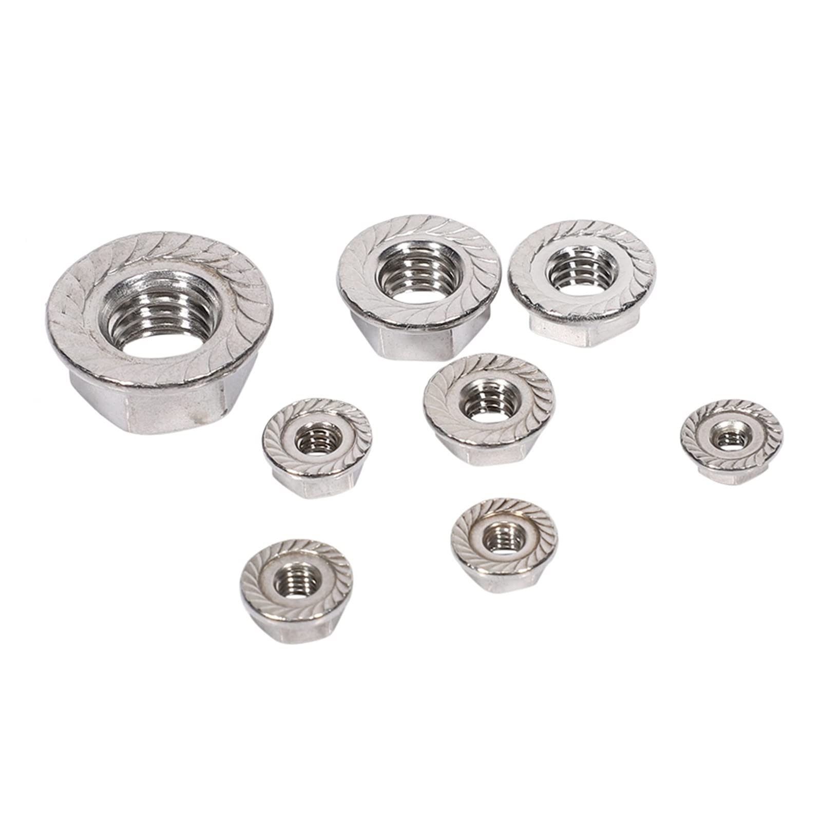 YANGQI yaoqijie 80pcs Hexagon Flange Dadi assortimento Kit 304 Acciaio Inox 6-32 8-32 10-24 10-32 1/4 pollici-20 5/16 pollici-18 Lasting (Color : Silver)