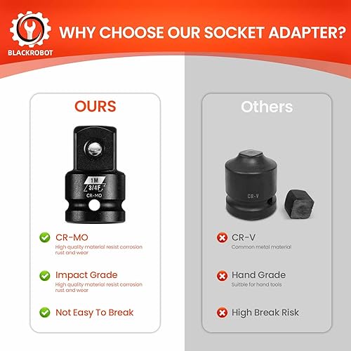 Miniatura 2 de Adaptador de enchufe de impacto de 34 "F a 1" M, acero Cr-Mo supera los estándares ANSI, reductor de accionamiento cuadrado para llave de