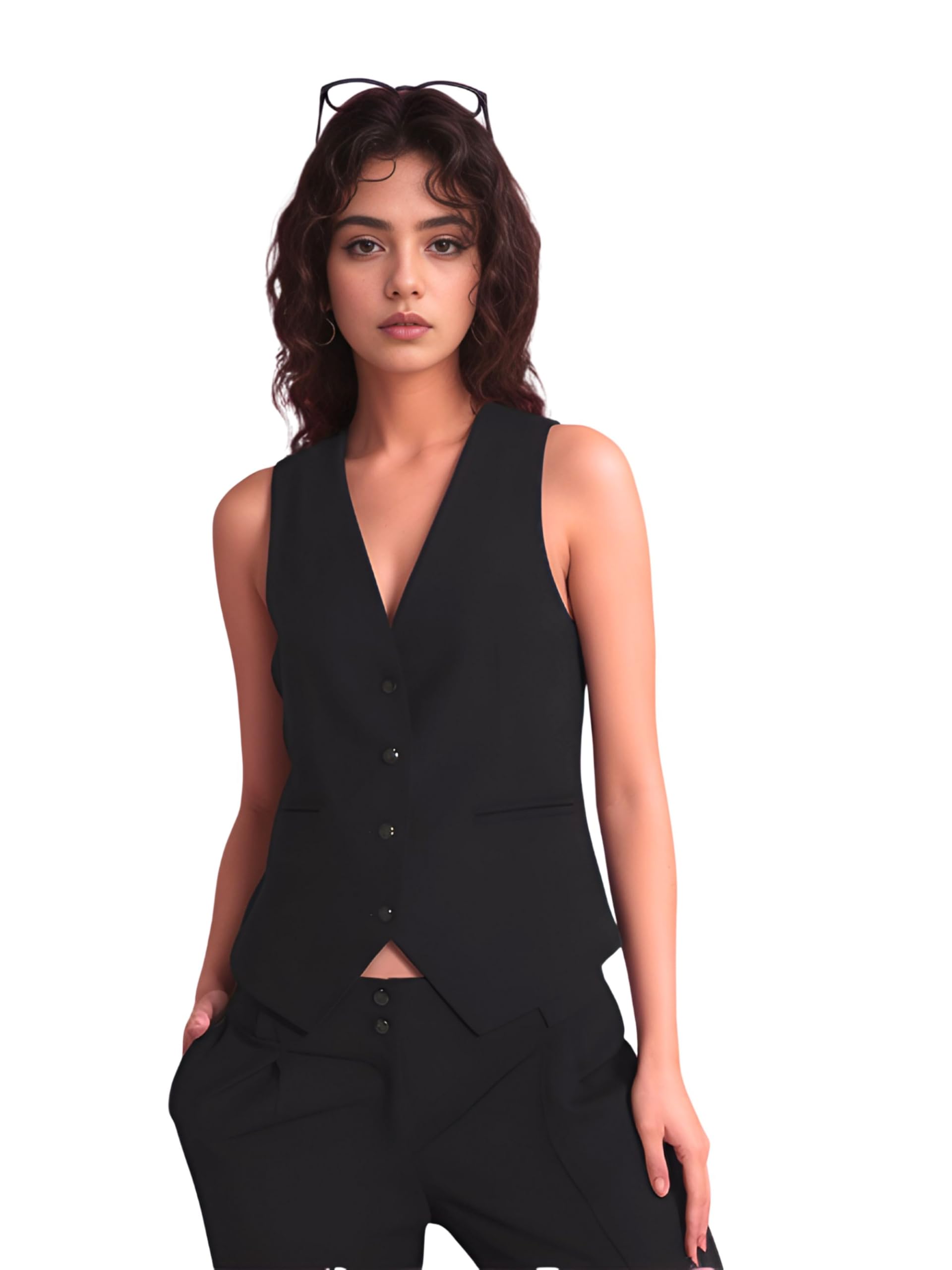 Women V Neck Waistcoat – Sleeveless, Lightweight, Round Neck, Premium Vest, Ideal for Formal, Office, Casual, Party