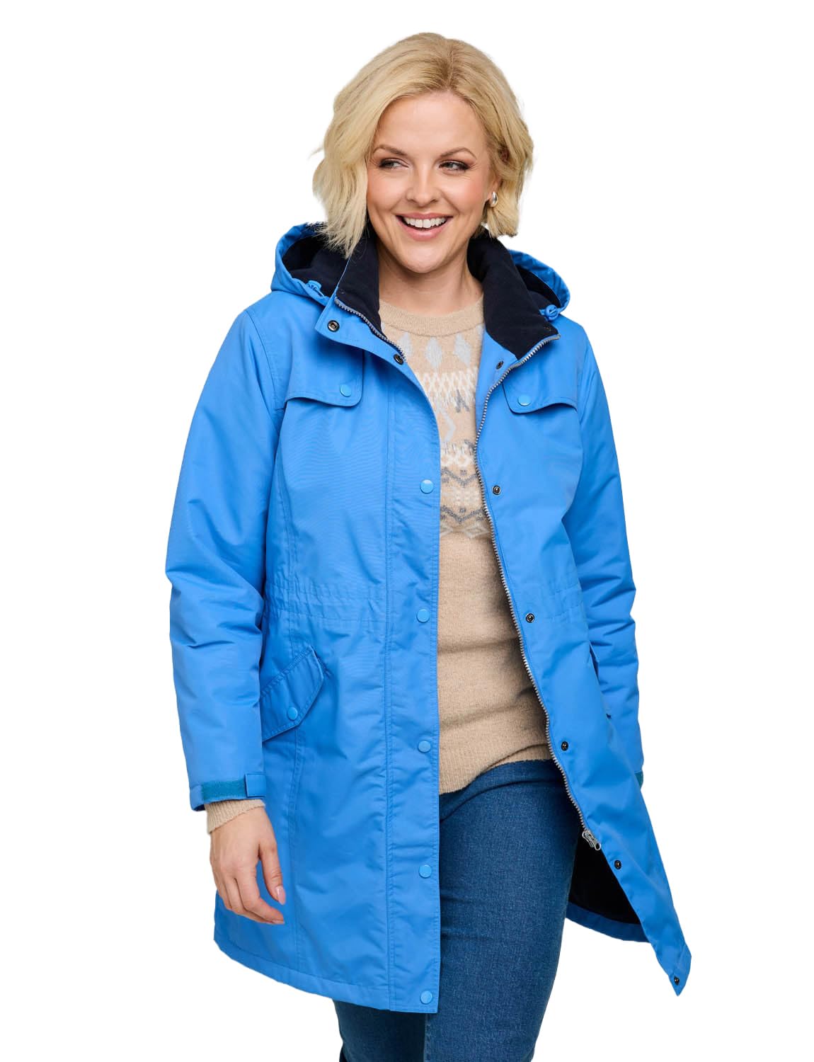 Chums Ladies Fleece Lined Waterproof Fabric Jacket 36 Inch Blue 14