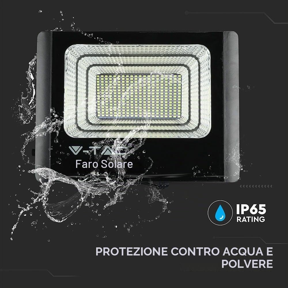 Faro LED 200W con Pannello Solare e Telecomando 4000K