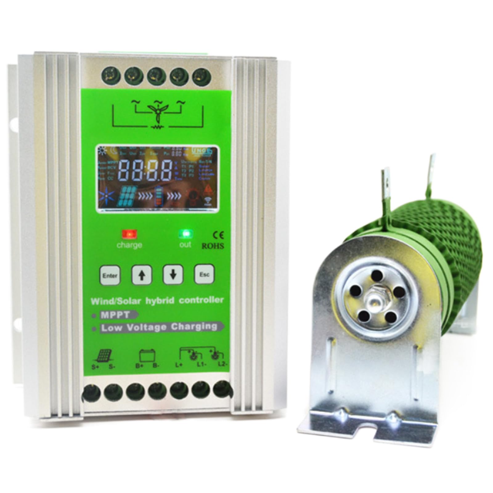 Sistema di ricarica ibrido solare per turbina eolica da 6000 W-10000 W, controller per batterie da 12 V/24 V/48 V, regolatore di energia off-grid, soluzione efficiente di energia solare ed eolica
