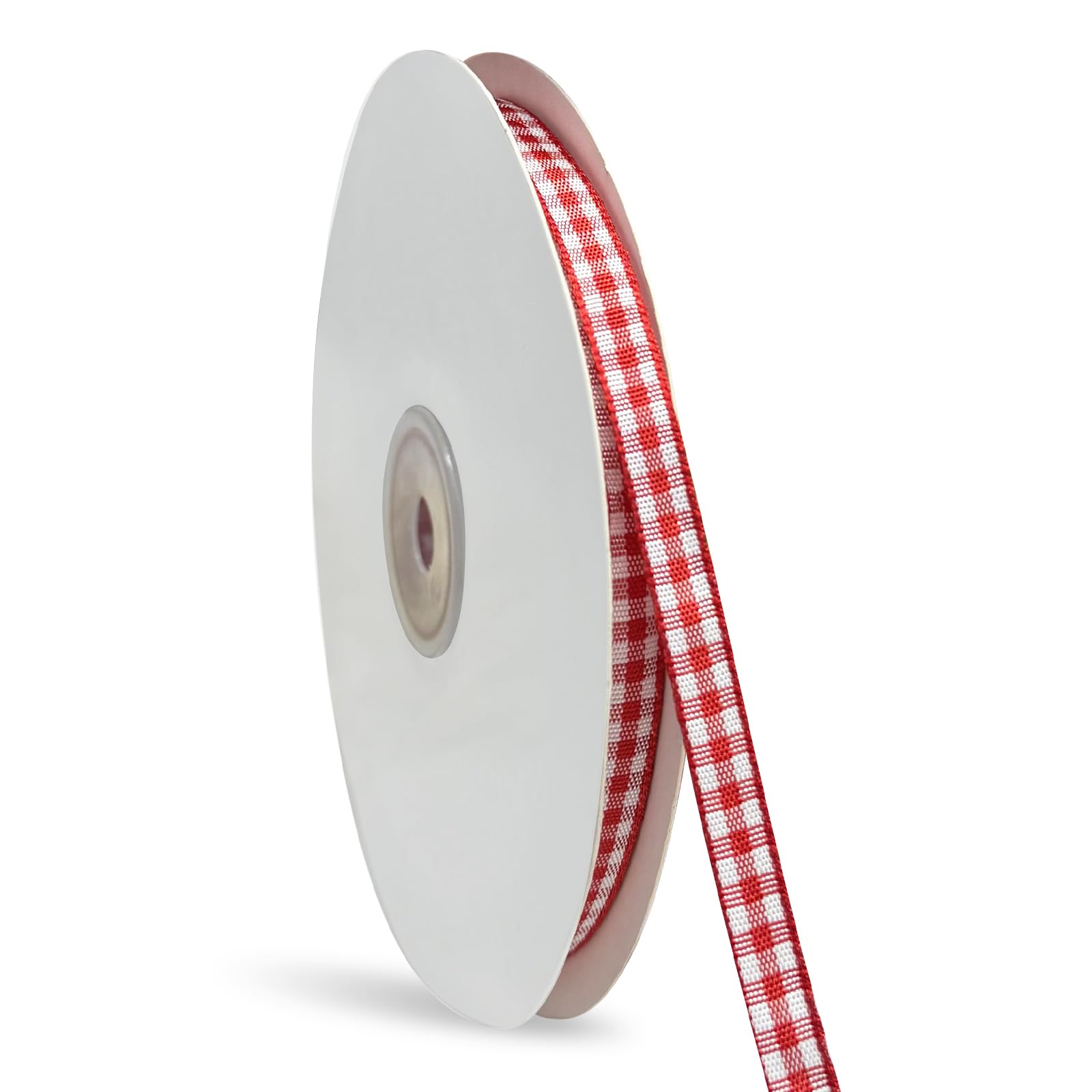 Photo 1 of 1 Rolls Gingham Ribbon, 1/4 Inch x 50 Yard Plaid Ribbon 100% Polyester Woven Edge Picnic Craft Ribbon for Crafts, Gift Wrapping, Party Decoration (Red and White)BIN 10-KW-45