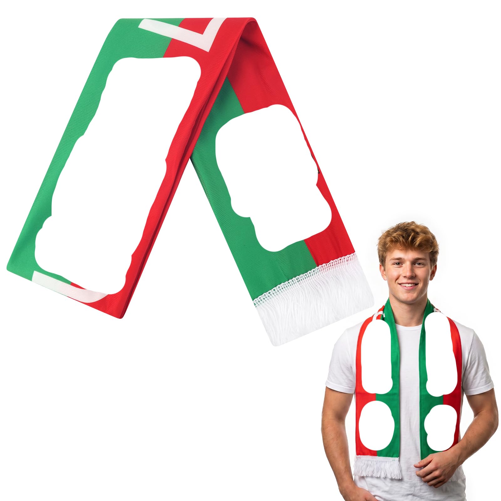 Wirhaut Scarf Football Scarf Men Women, 2026 Football Theme Supporter Scarves, Green Red Football Gifts for Soccer Match Sporting Events Fans Collectible Souvenir Scarves