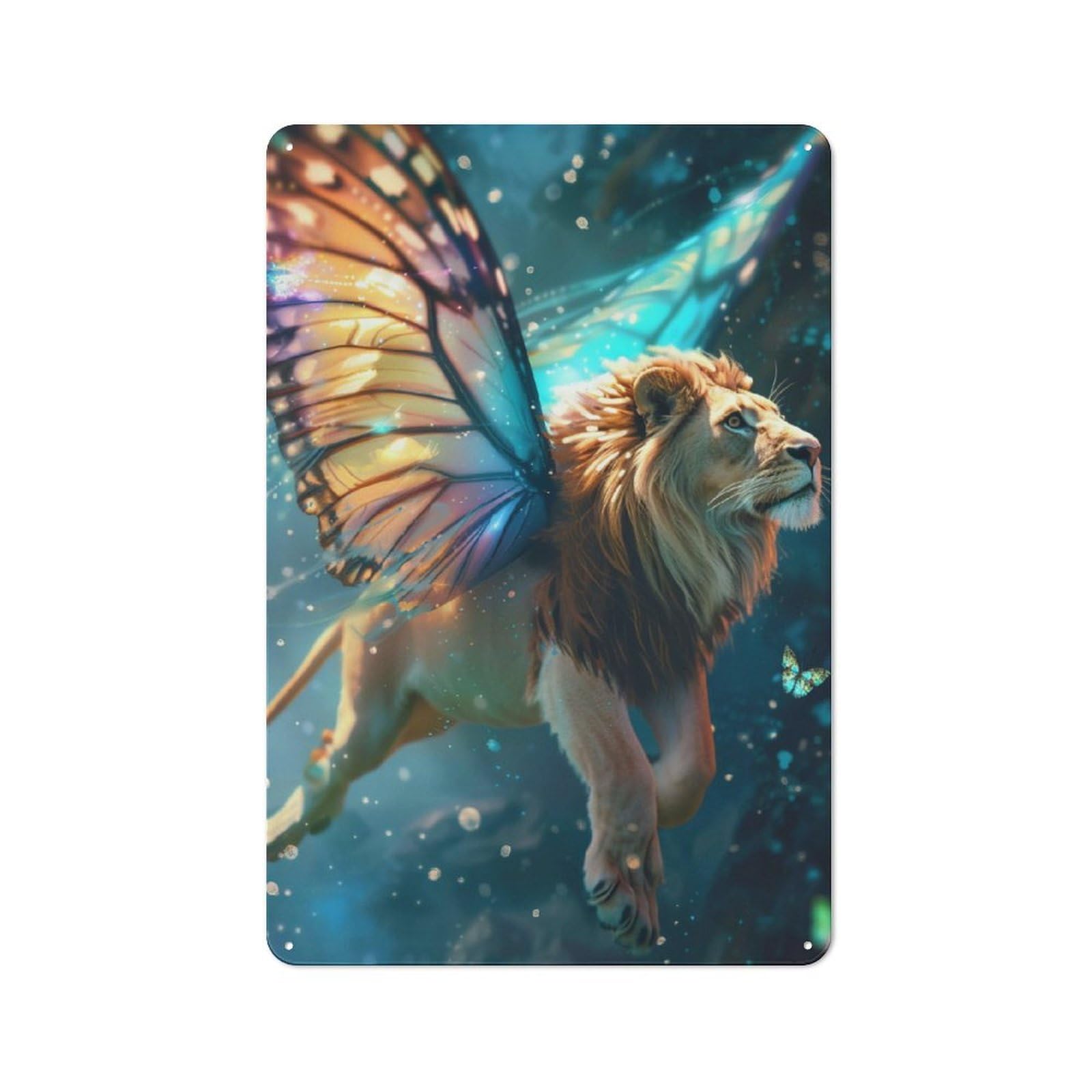 Junmoney Flying Lion With Wings Retro Tin Sign 30X20cm Featuring For Bar Or Restaurant, For Metal Sign Collectors, For Garage And Workshop Walls