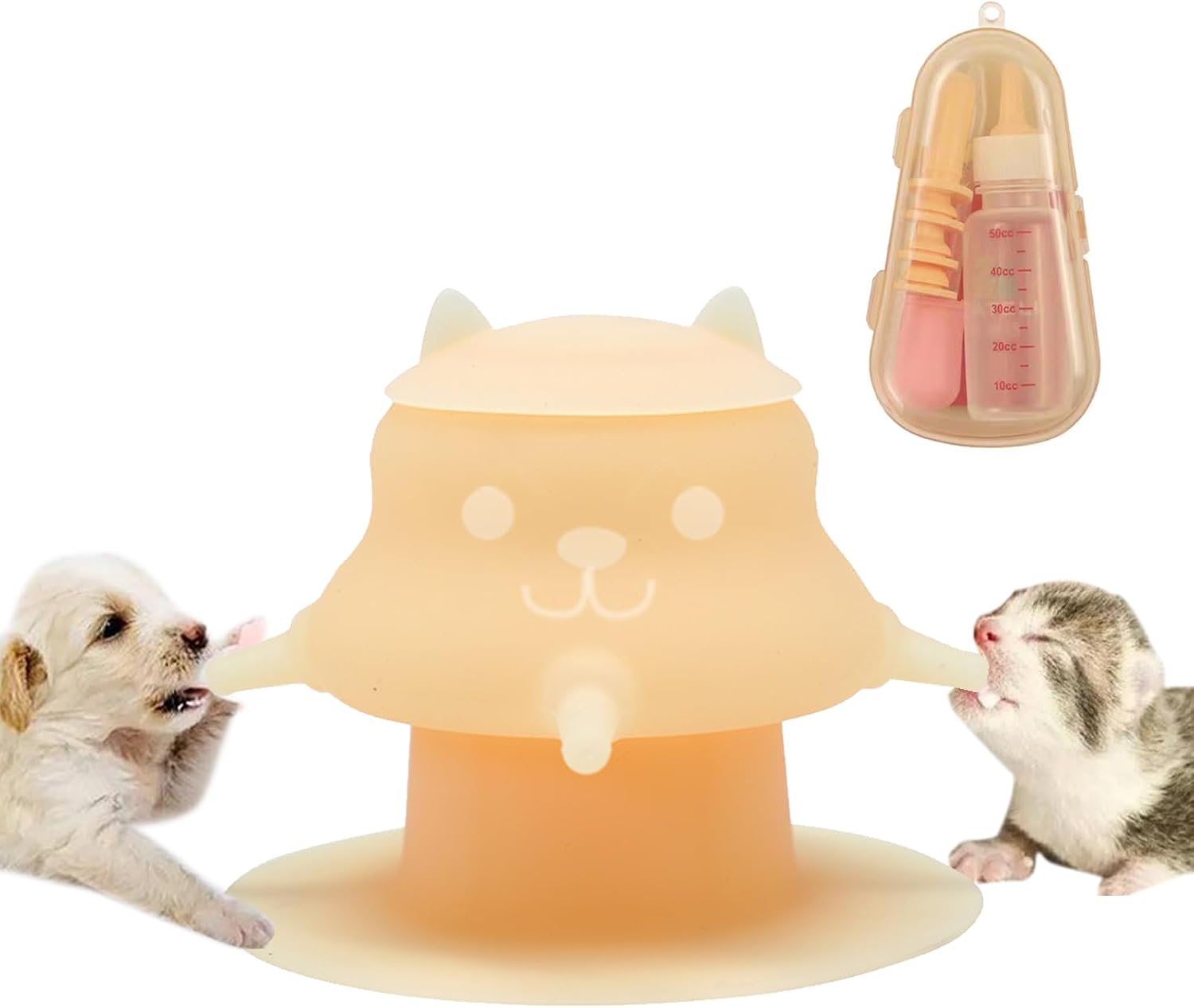 230ML Puppy Bottles for Nursing Puppy Milk - Puppy Feeder Premium Silicone Nursing Station with 4 Nipples - Miracle Nipple for Multiple Puppies, Rabbits, Kittens Bottle Feeding Kit