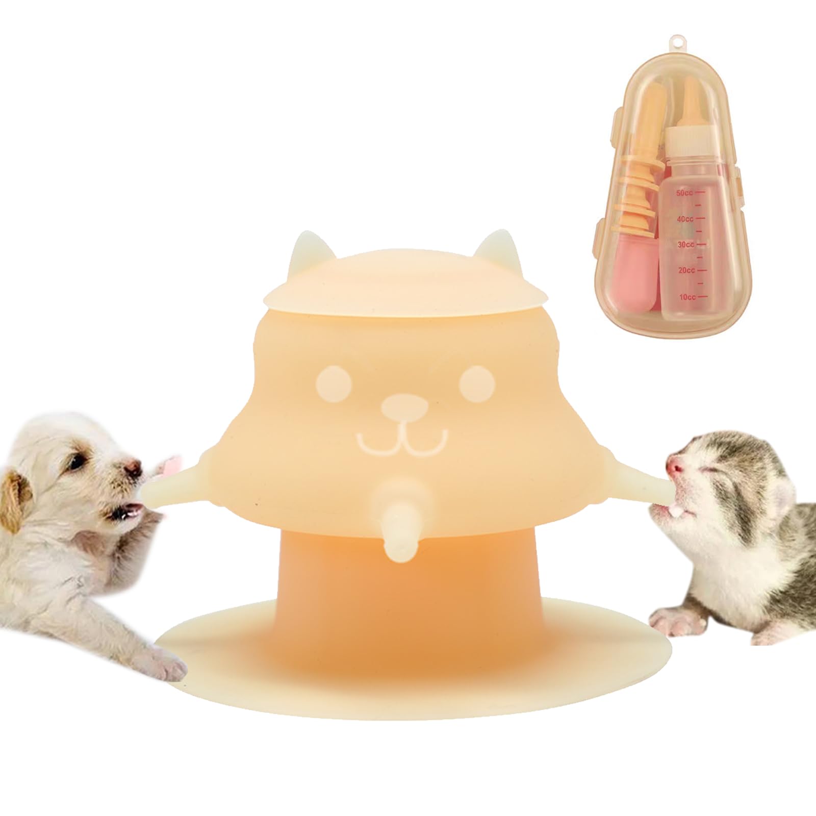 CUTENNIOU 230ML Puppy Bottles for Nursing Puppy Milk - Premium Silicone Nursing Station with 4 Nipples - Puppy Feeder for Multiple Newborn Puppies,