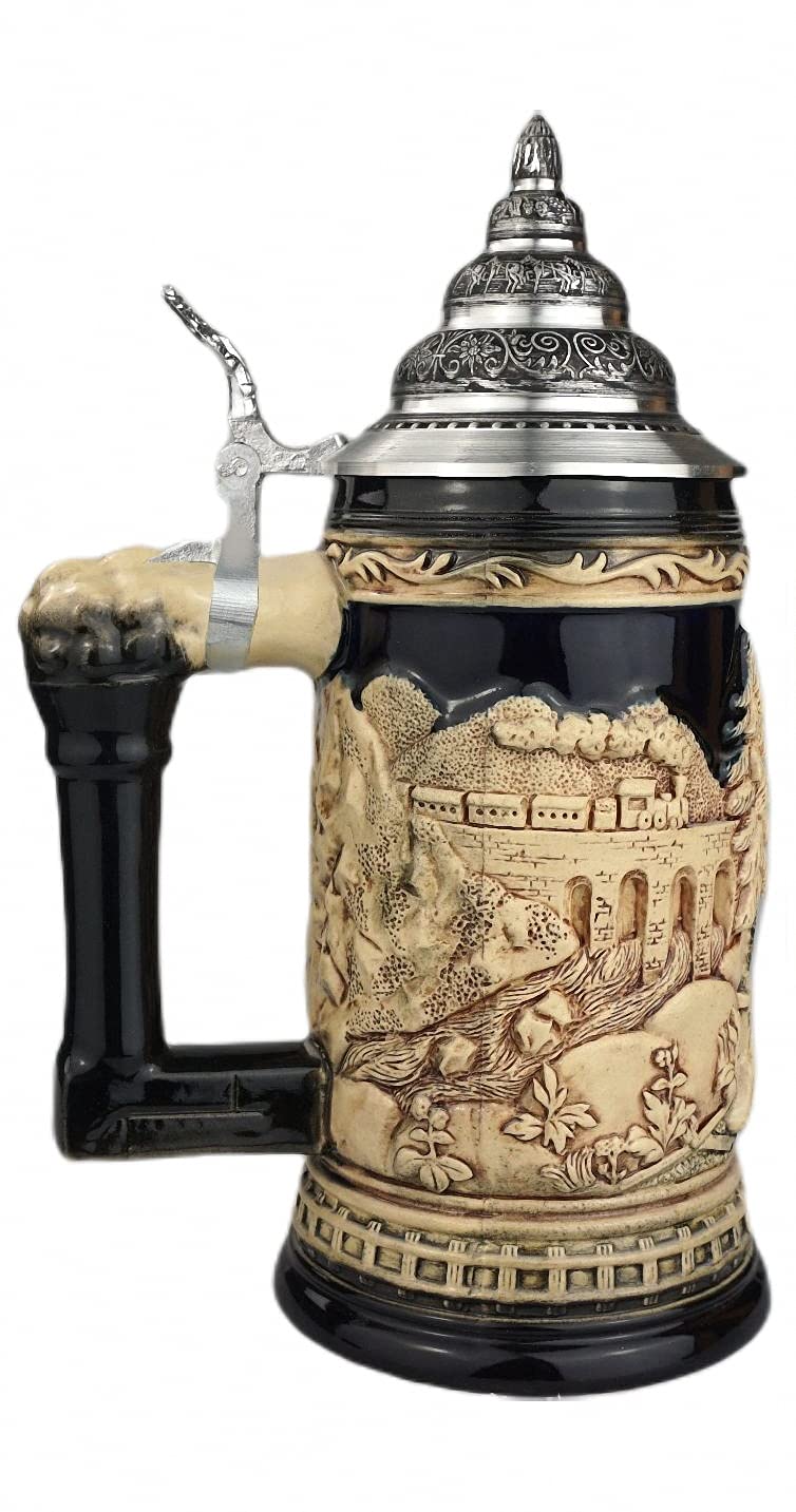 Jarra de cerveza alemana KING ferrocarril ideal regalo coleccionistas trenes