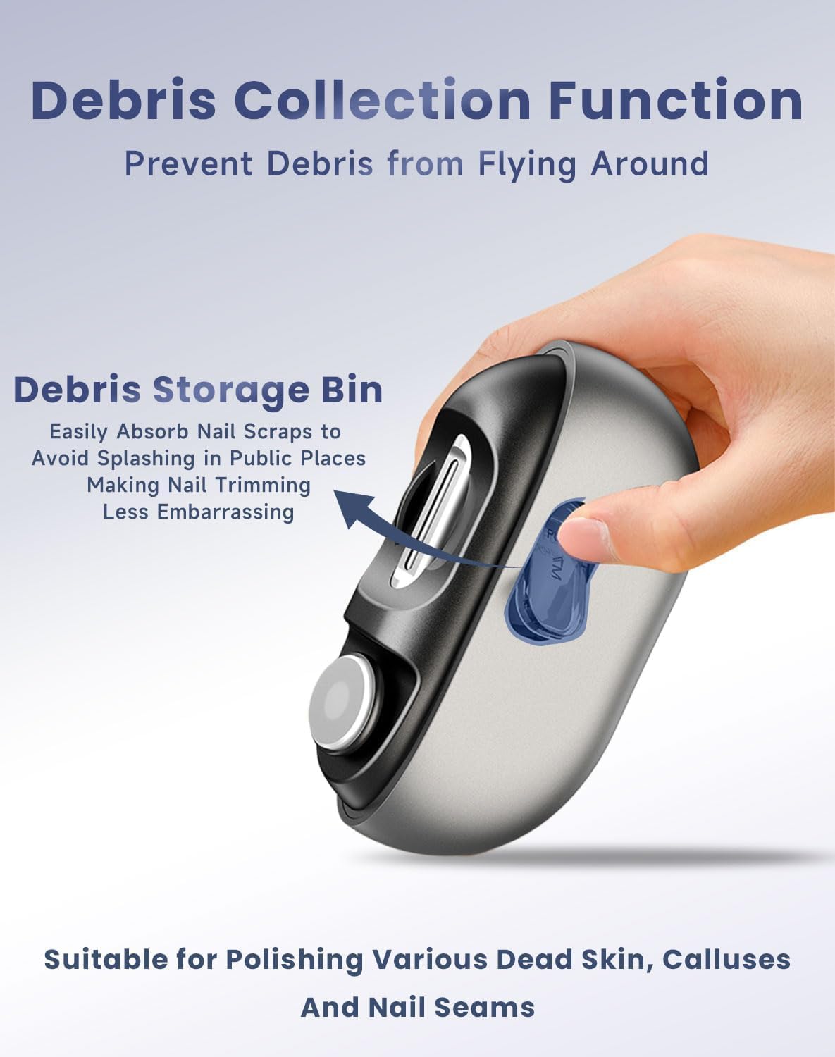 2026 Smart Nail Clipper for Seniors - Electric Nail Clippers，Electric Nail Clipper with LED Light, Painless Toenail Trimmer for Thick Nails, Arthritis, Low Vision (Gray) - Image 6