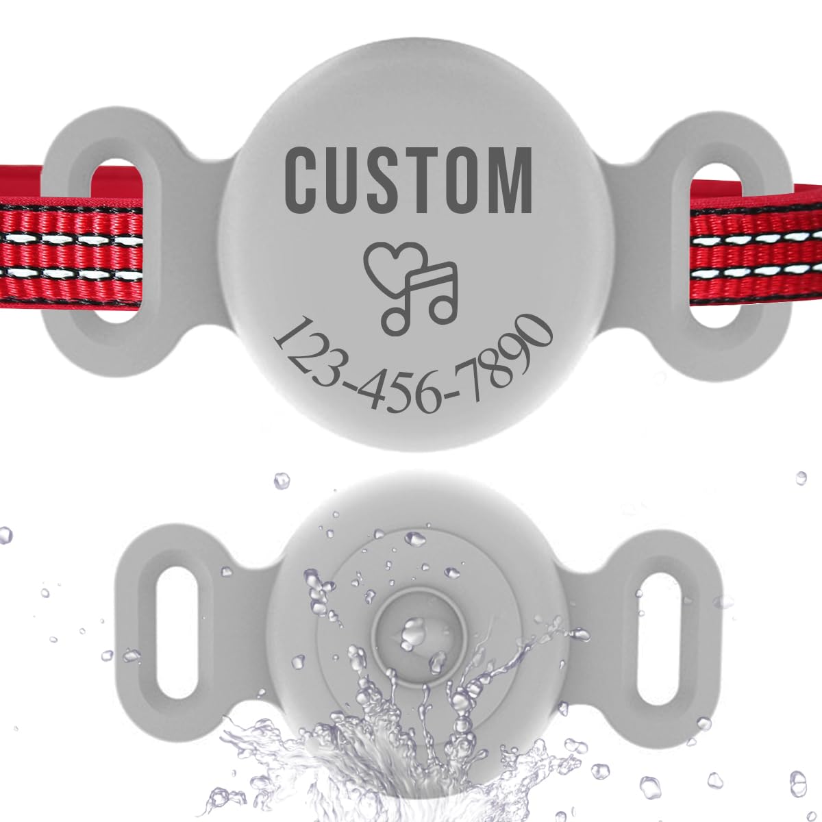 Personalized for Airtag Dog Collar Holder, Custom Air Tag Case for Pet Collar, Customized Waterproof GPS Tracker Case with Name, Address and Phone