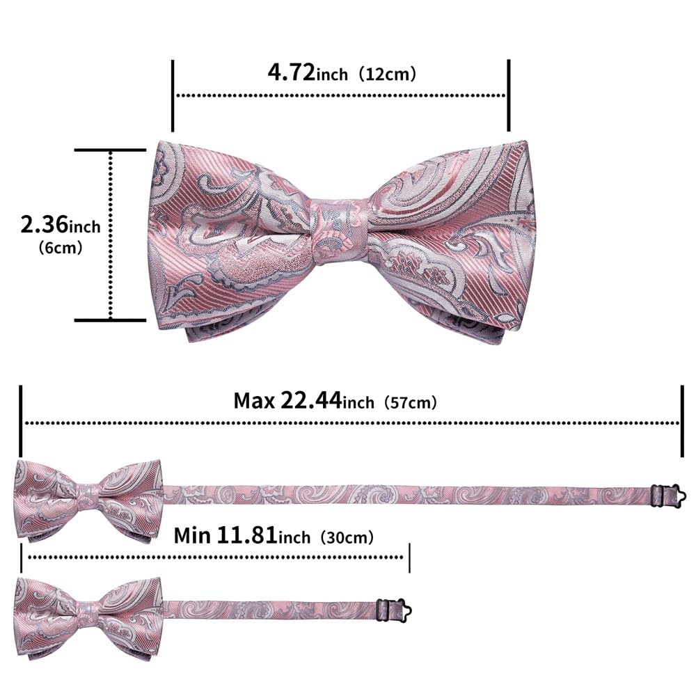 JFDBGU Pre-tied Bow Ties Paisley Knot Pocket Square Cufflinks Corsage Set for Wedding