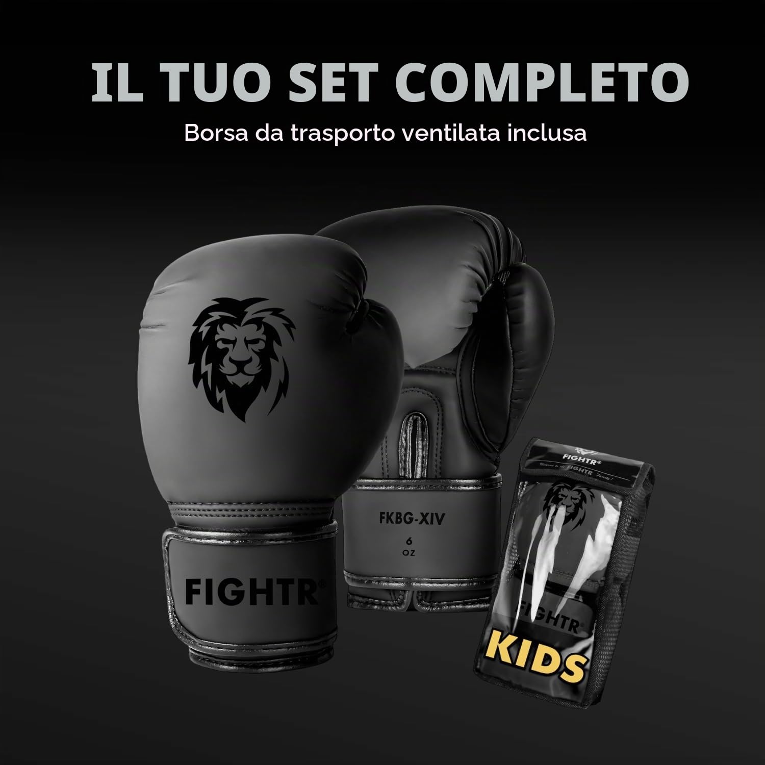FIGHTR® Guanti da boxe per bambini con ottima vestibilità per la massima protezione | Junior ragazzi e ragazze | per boxe, MMA, Muay Thai, kickboxing e arti marziali 04 06 oz | con borsa per il