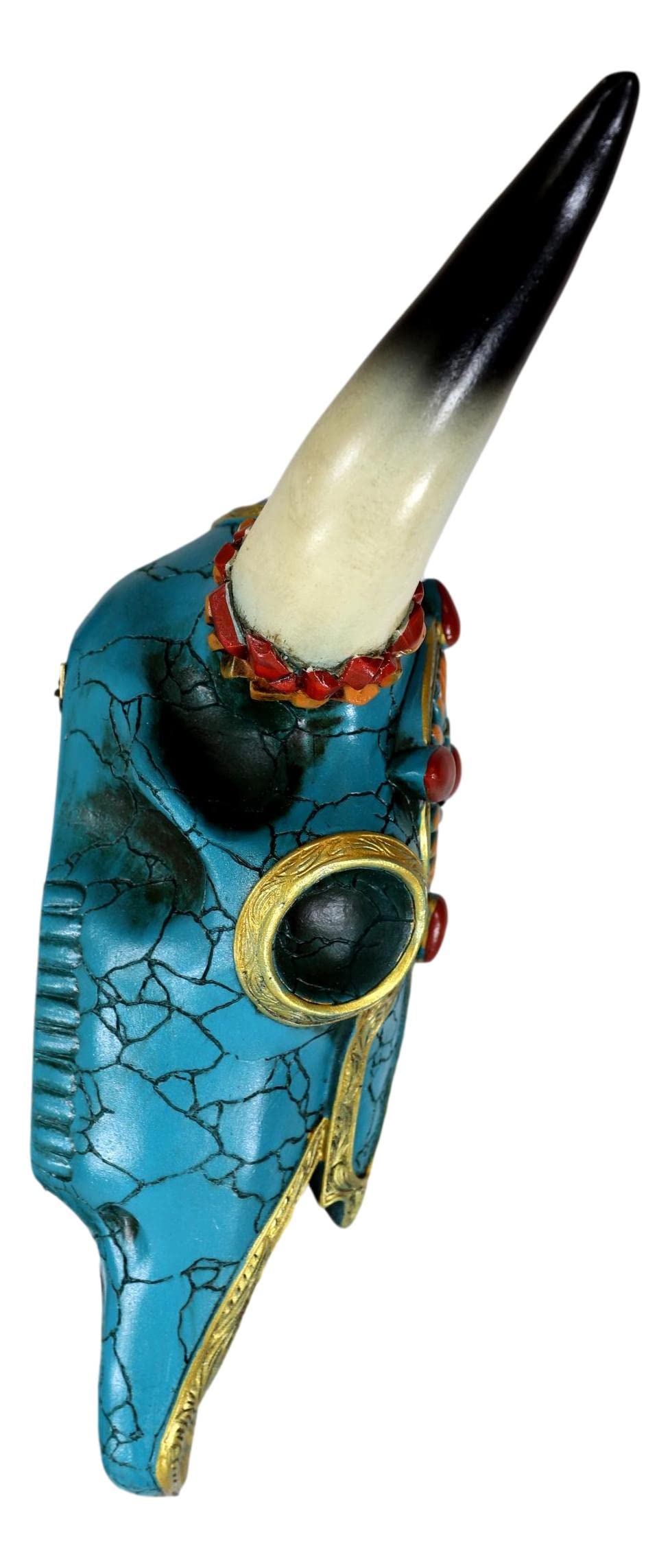 ネイティブアメリカ　ターコイズ石　牛の頭部オブジェ Amazon.com: Ebros 11.5