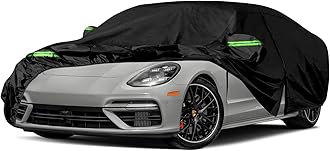Waterproof Car Cover Replace for 2010-2025 Porsche Panamera, 6 Layers All Weather Full Car Covers with Zipper Door & Windproof Bands for Snow Rain Dust Hail Protection (Panamera)