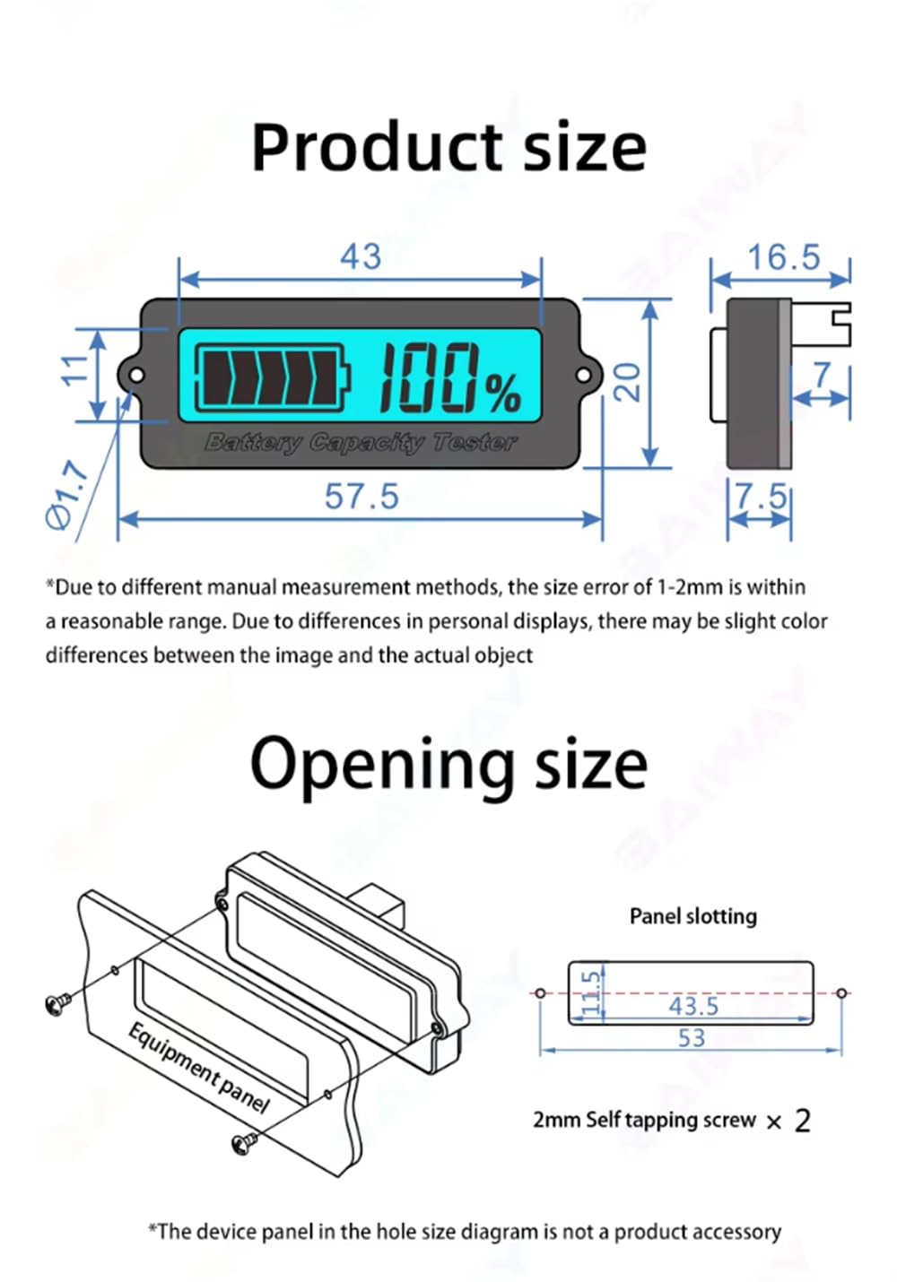 12V24V36V48V Battery Capacity Indicator Tester Battery Load Tester Digital Battery Tester Monitor Indicator (Blue)