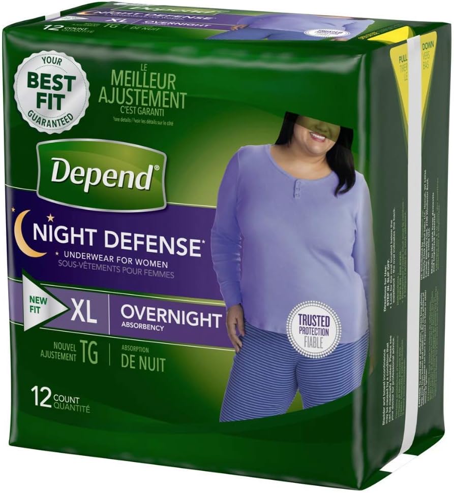 BRJR Extra Large Overnight - Night Defense Incontinence Underwear for Women,12 count - XL