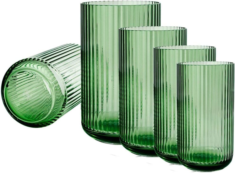Rosendahl Lyngby Vase, 8.10" H, Copenhagen Green Mouth-Blown Glass, Gift-Ready Verdant Column Classic