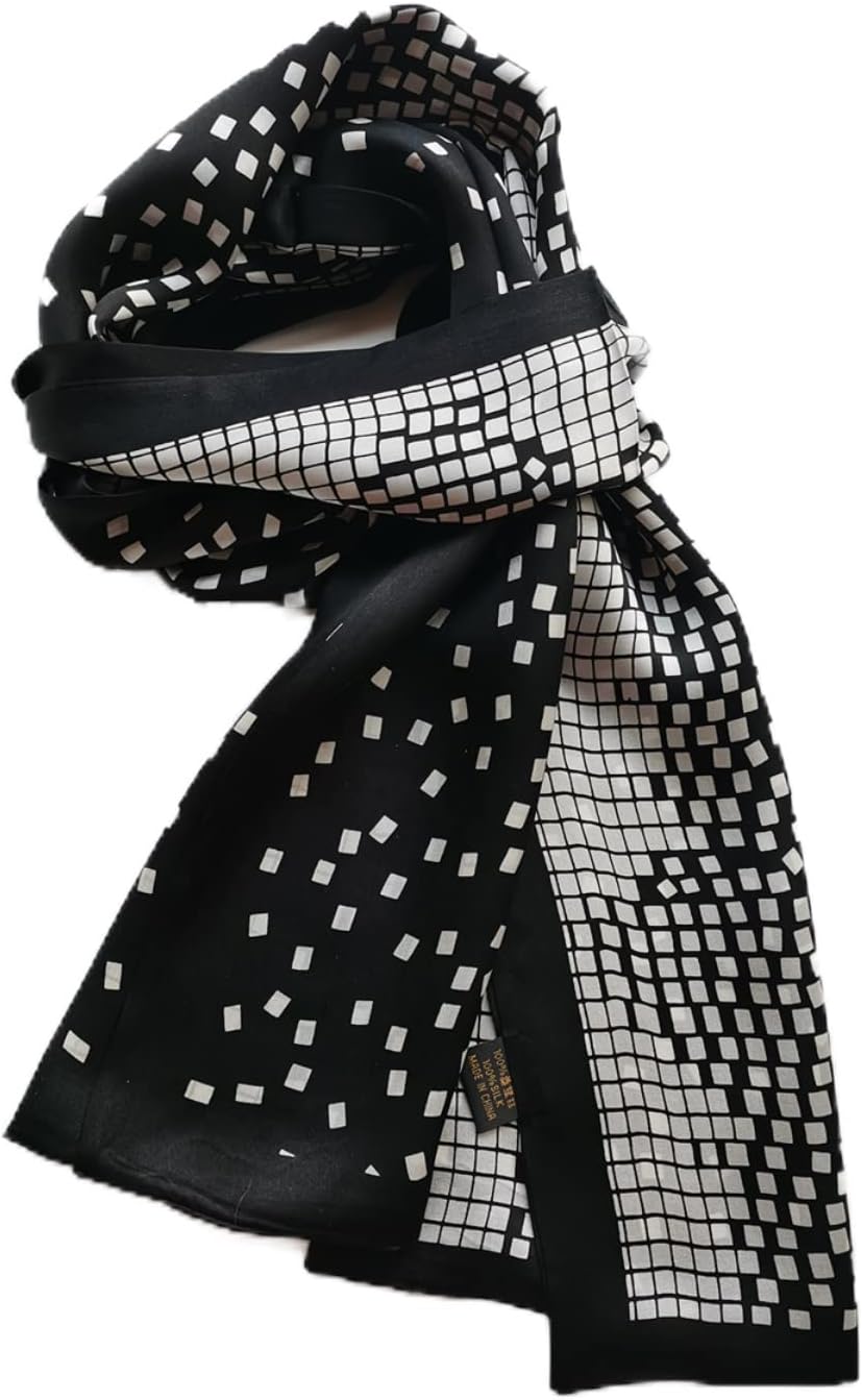 Men's 100 Silk Scarf Double Layers Fashion Neckerchief Formal Casual