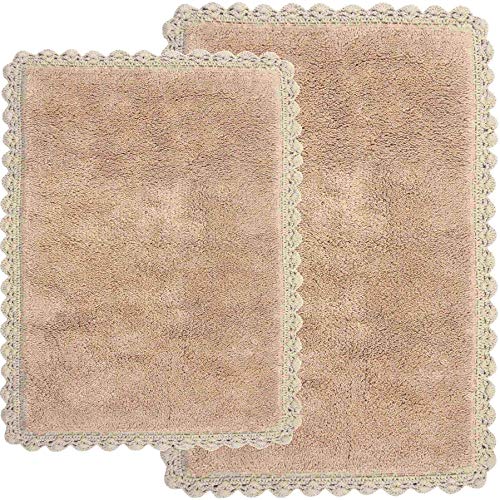 Chesapeake Merchandising Crochet 2-Piece Bath Rug Set, 21" X 34" & 17" X 24", Linen #TOP24