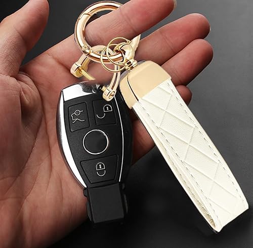 Miniatura 2 de Llavero de cuero para llaves de coche, llavero decorativo universal, anillo en D antipérdida, llavero giratorio de 360 grados, llavero para hombres