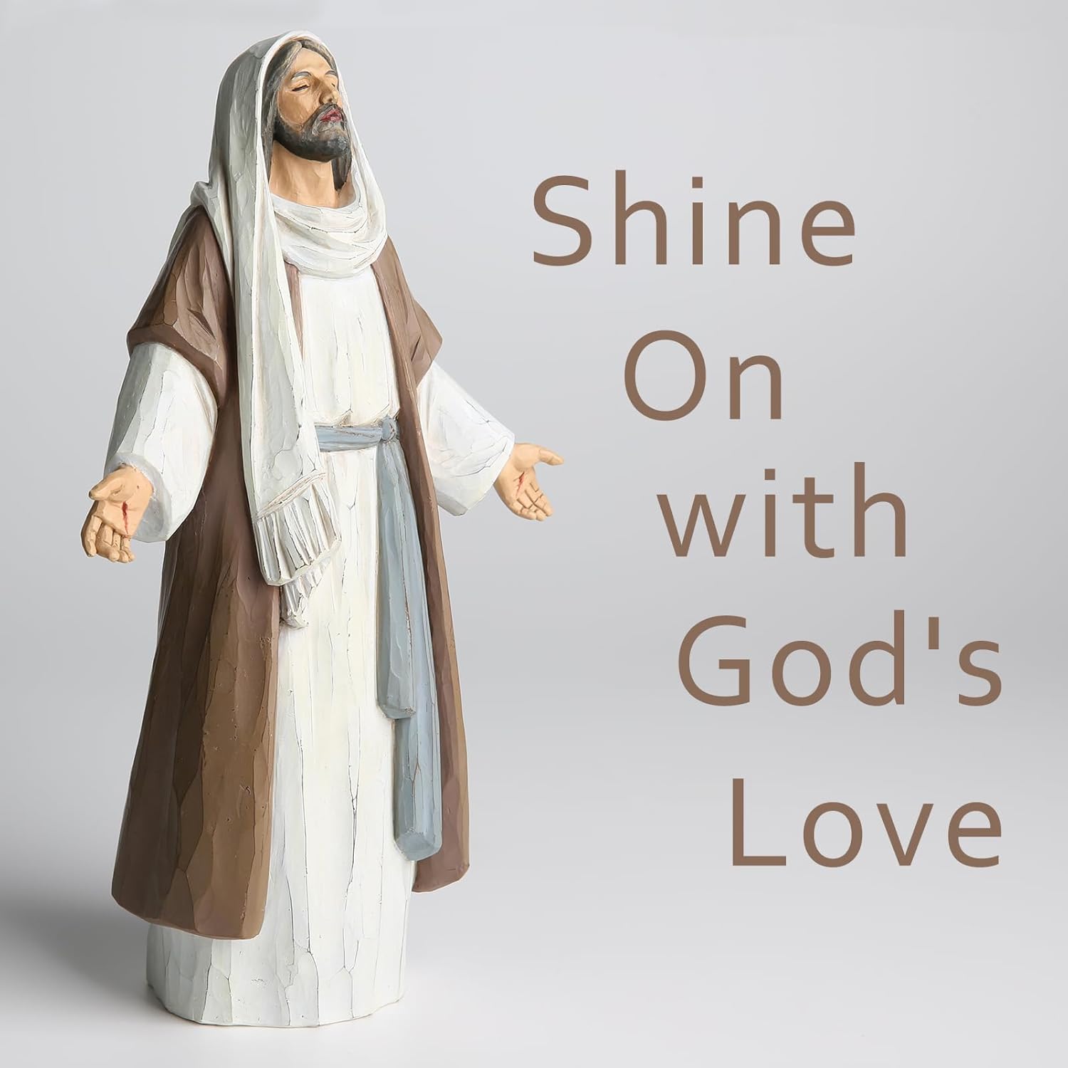 Jesus Christ Statue with Open Arms, Hand Painted Saint Statue Religious Modern Home Decor, Christian Jesus Figurines Religious Gift 9.5in - Image 6