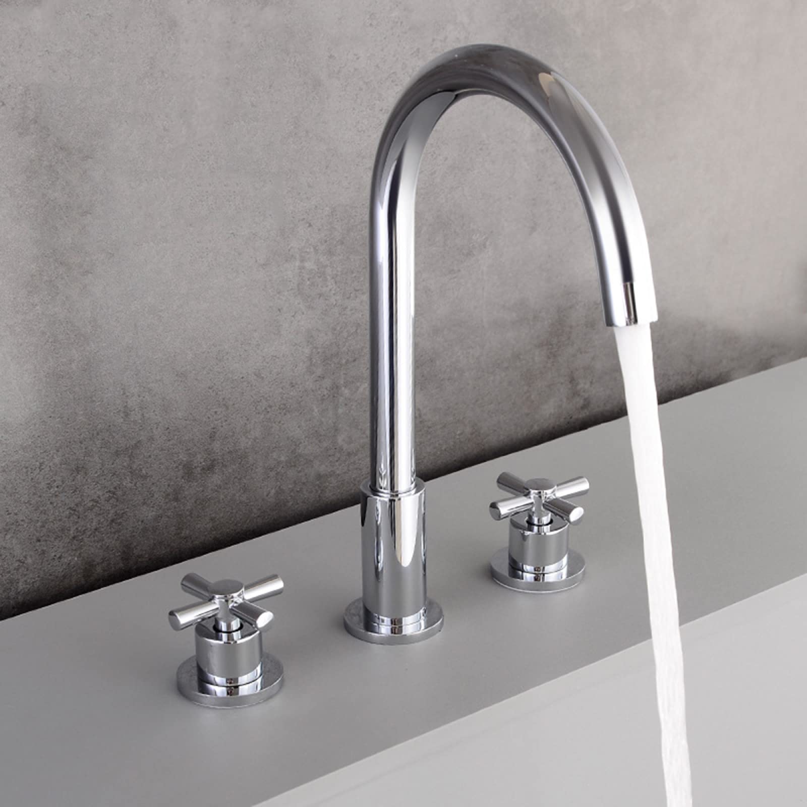Mitigeur rétro en laiton chromé pour lavabo 3 trous