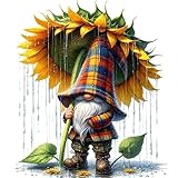 Gnome with Sunflower Umbrella Refrigerator Decal Magnets 3' Refridgerator, Garage door, Office door, Mailboxes and so much more!