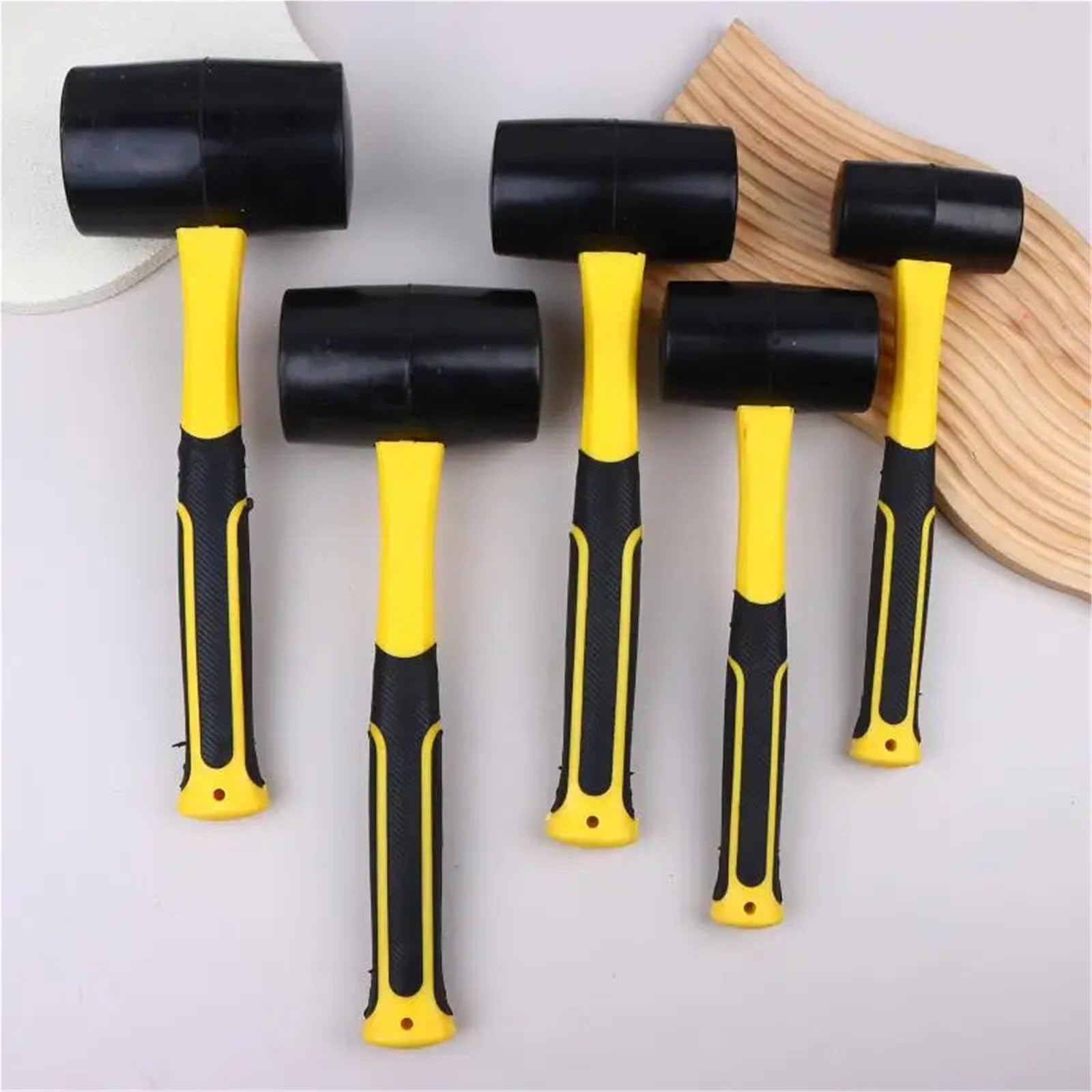 Martillo Goma Martillo de goma negro 2 libras | Mazo elástico suave del resbalón de la manija de la fibra no for la elaboración de cuero(A4)