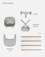 Vista 6 de Lalo The Chair Silla Alta Convertible 3 en 1 para Bebés y Niños Pequeños, Bandeja Apta para Lavavajillas, Reposapiés Ajustable, Verde Salvia