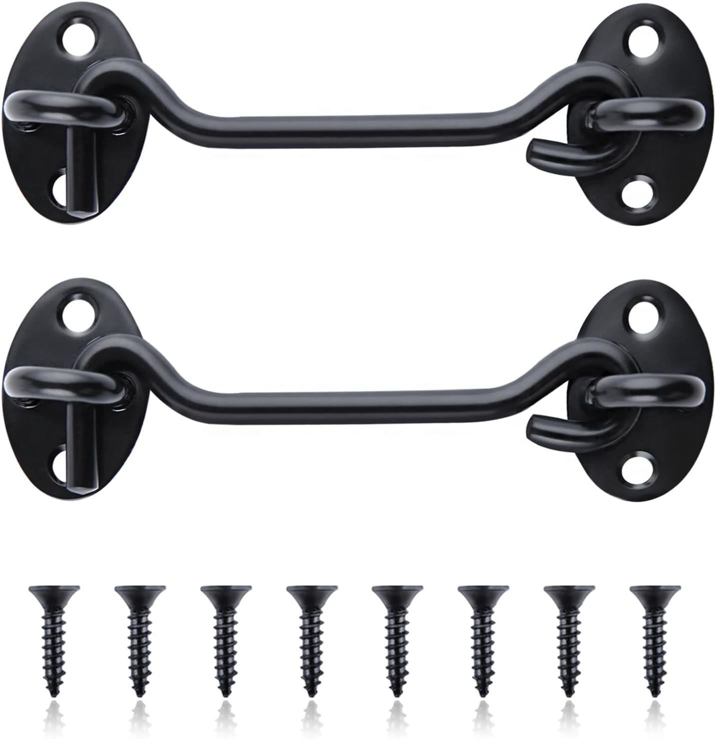 2Pack 4Inch Barn Door Latch Door Lock Hardware Sliding Door Lock Eye Hook Latch with Screws Hook and Eye Latch for Door Metal Gate Latch Privacy Hooks Latch for Wooden Fence Garage Door