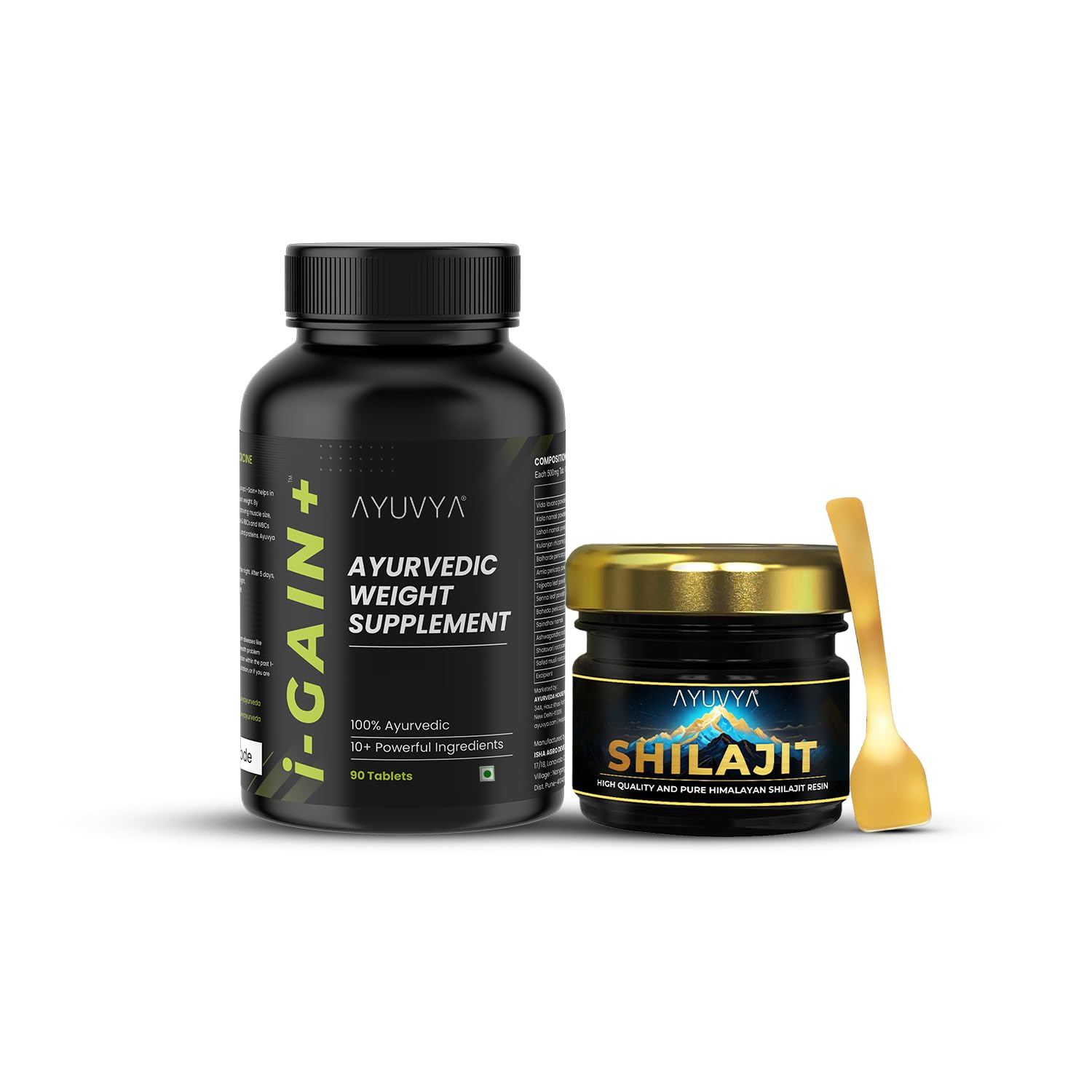 Ayuvya i-Gain+ Tablet & Pure Shilajit- Ayurvedic Weight Gainer, Helps in Increasing Muscle Mass & Strength, New & Improved Formula Weight Gain Tablets | Shilajit Boost Immunity, Improve Strength & Stamina, Pure Himalayan Resin (Combo Pack of 2) (B0DBZVVFPP) Amazon Price History, Amazon Price Tracker