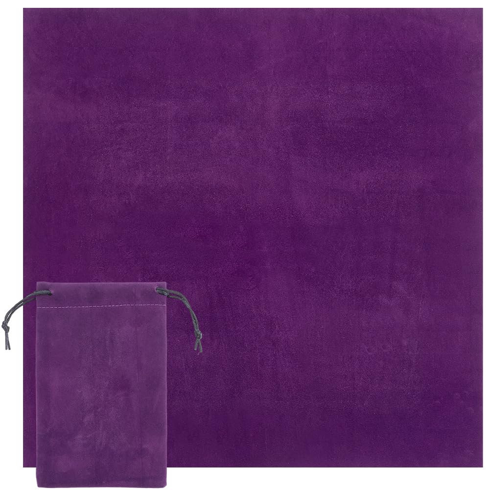 CREATCABIN Tarot Tablecloth Tarot Card Bag Square Altar Cloth Purple Velvet Packing Jewelry Pouches Tarot Storage Dice Bag with Drawstring for Crystals Witchcraft Divination Witchery 50x50cm/18x11.7cm