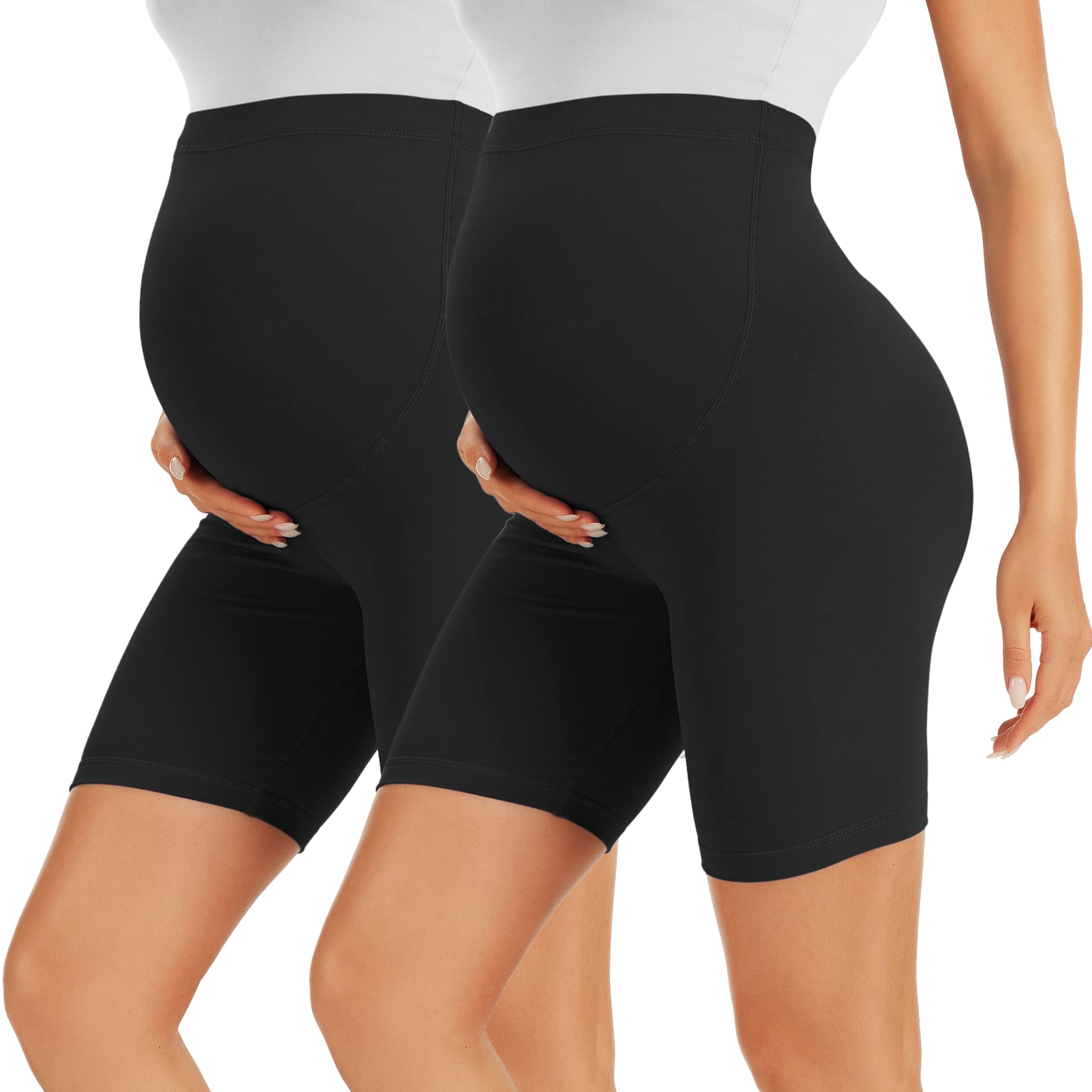 BONVIGORMaternity Shorts Over The Belly Biker Workout Yoga Active Athletic Pregnancy Short Pants Lounge Pajama