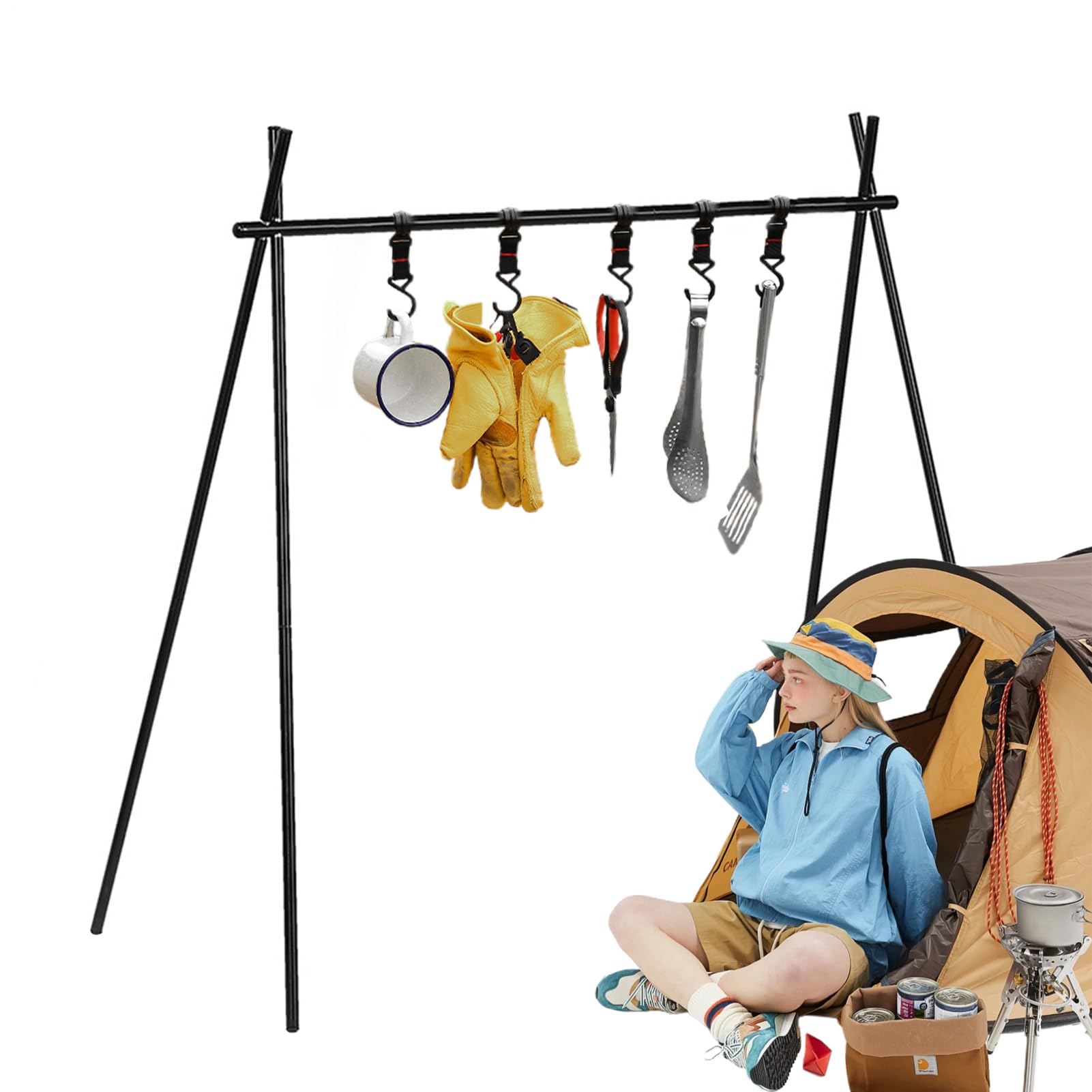 Support triangulaire pour camping et pique-nique pliable en alu