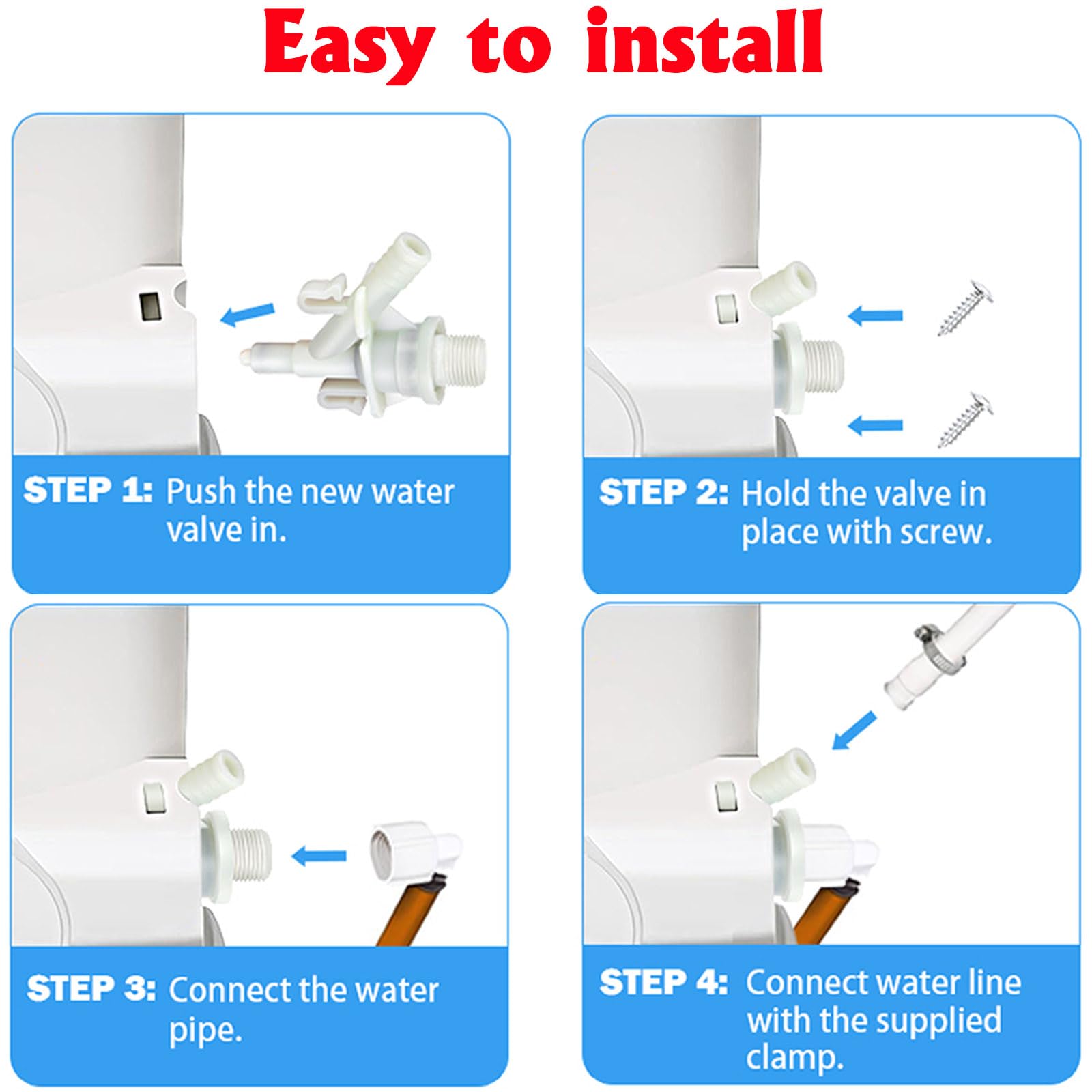Kit de valve d'eau de rechange 385311641 pour toilettes Sealand Dometic RV 300, 301, 310, 311, 320, 321, 321, avec joint à bille 385311658