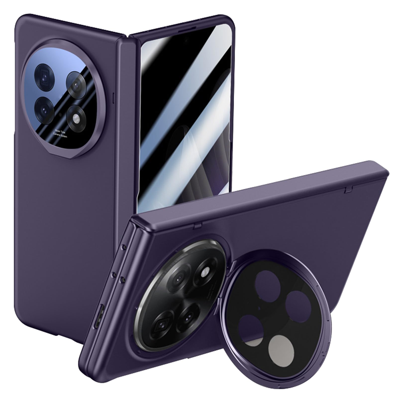 Cover per Oppo Find N5, Protezione Privacy Vetro Temperato Anti Peeping Custodia Fotocamera Protezione Supporto Cerniera AntiGraffio Guscio,Viola,Find N5