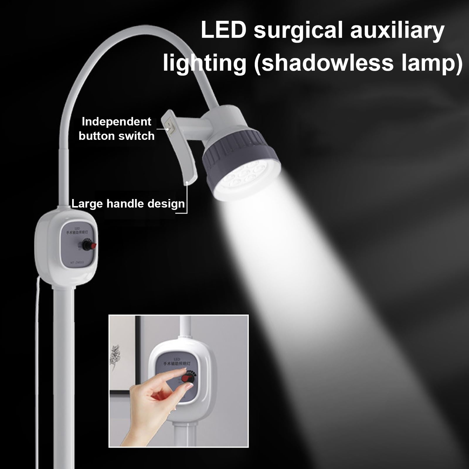 Lámpara de Examen Médico LED Luz Quirúrgica con Caja de Almacenamiento, Lámpara de Examen Quirúrgico, Lámpara de Pie con Rotación de 360°, Lámpara de Luz Móvil para Examen Médico