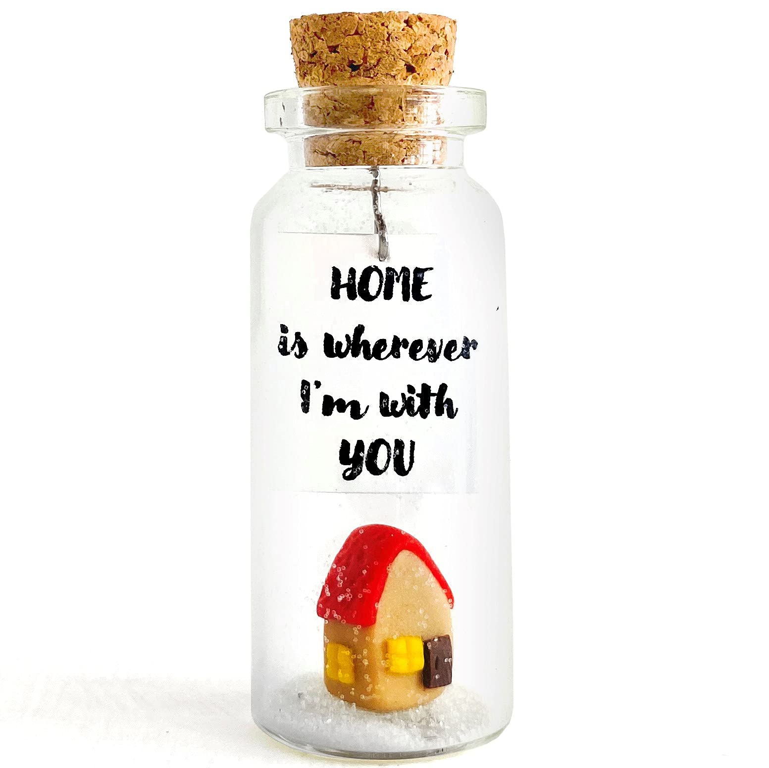 Kseniya RevtaKseniya Revta Cute Girlfriend and Boyfriend Gifts - Personalized Anniversary Present for Her Him - Custom Photo Birthday Gift Bottle (Colorful House - Home is Wherever I'm with You, Gift Bottle)