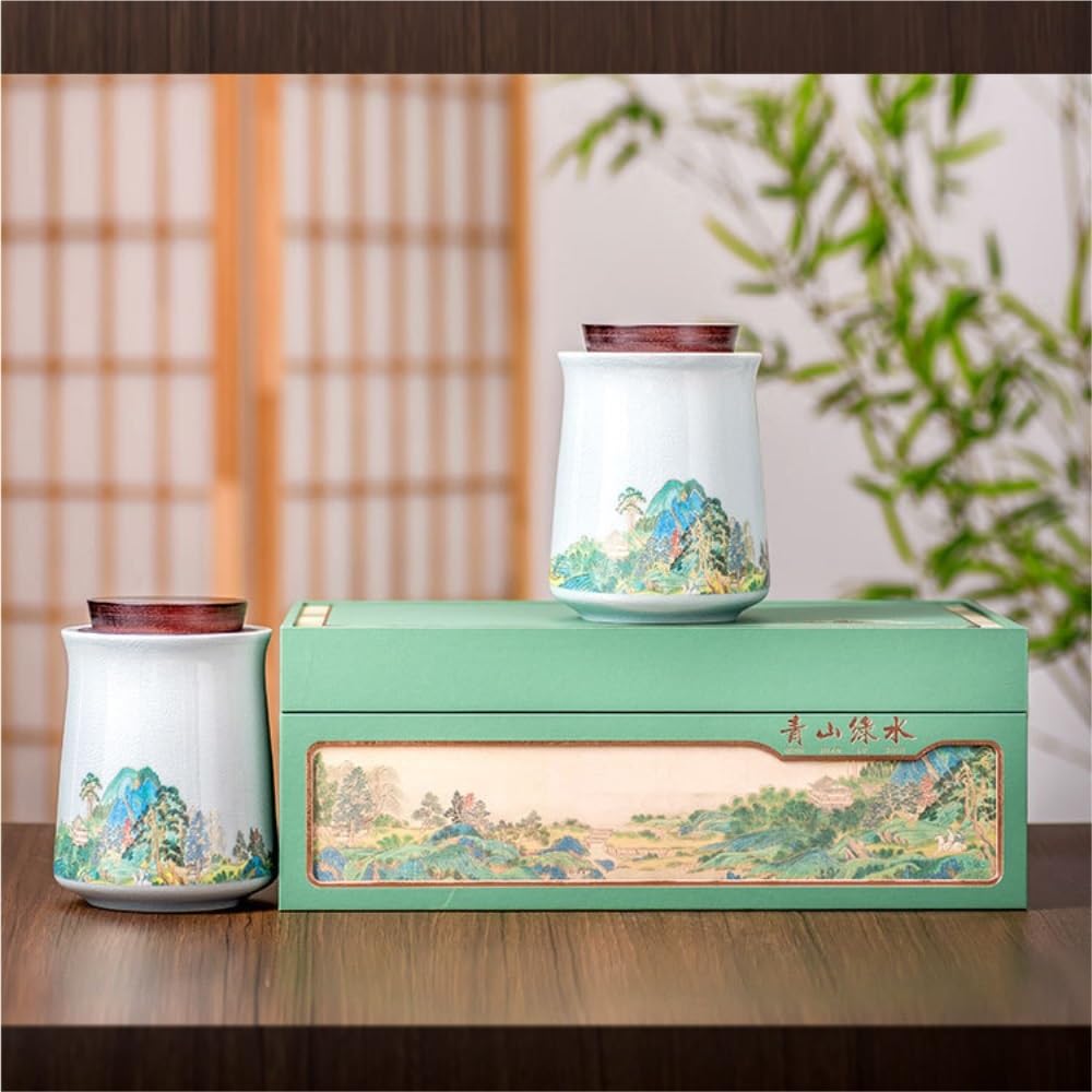 Tea Coffee Sugar Canisters Keramik lose Teekanne, versiegeltes Glas für die Küche, Süßigkeitenglas, Retro Teeservice, Einzeltopf, Geschenkbox-Set Küchendosen (B)