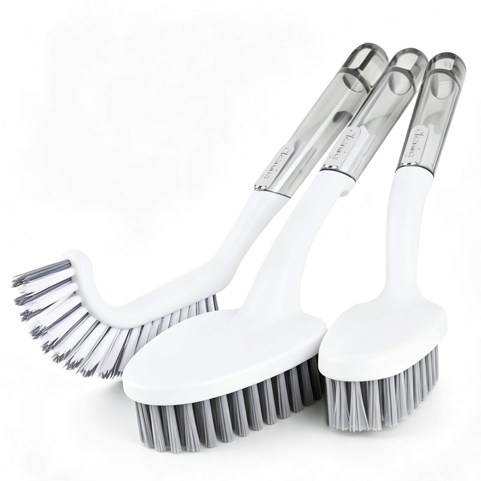 3 Pack Heavy Duty Bathroom Scrub Brush with Long Handle, Stiff Bristles Grout Brush, Scrub Brushes for Cleaning Bathroom, Shower, Tile, Tub, Carpet, Kitchen, Sink (Crystal Gray)-picture-46
