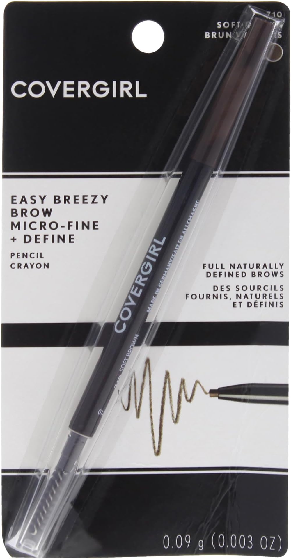 Easy Breezy Brow Micro-Fine and Define Pencil, Soft Brown, 0.03 Pound , Brown Eyebrow Pencil, No Sharpening Needed, Built in Spoolie, Safe for Sensitive Eyes, Removes Easily