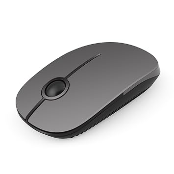 Wireless Mouse - 2.4G Slim Portable Mouse with Nanoreceptor, Less Noise Mobile Optical Mouse for Laptop, PC, Laptop, Computer, Mac (Black and Gray)