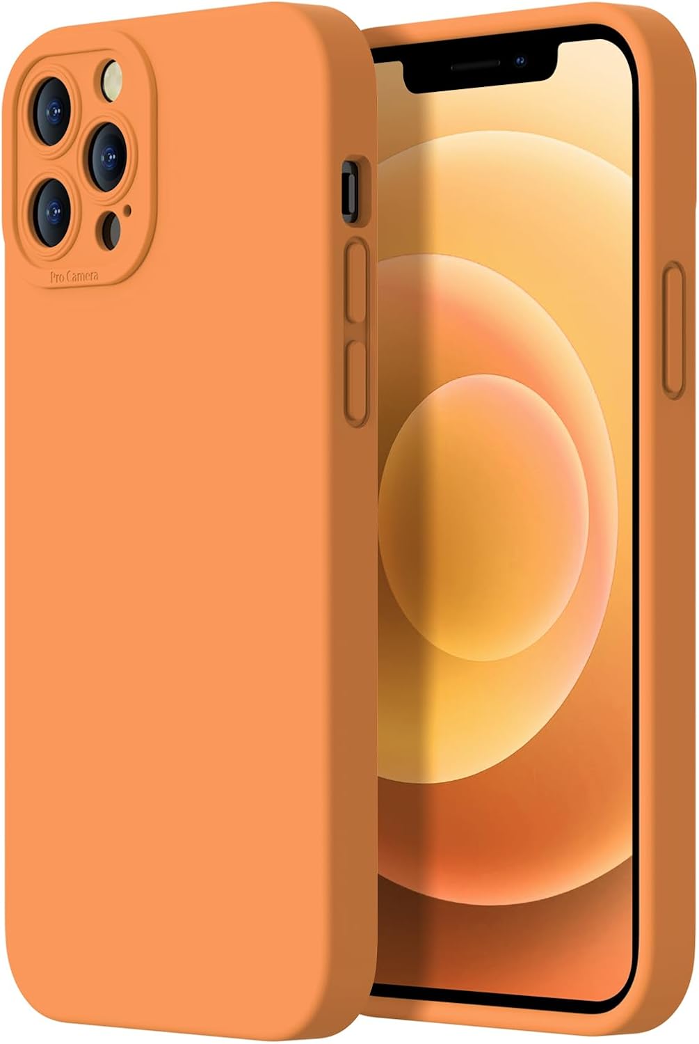 Designed for iPhone 12 Pro Case - Upgraded Enhanced Camera Protection - Soft Microfiber Lining Inside - Liquid Silicone Shockproof Protective Phone Case 6.1" for Men Women Girls -Papaya Orange iPhone 12 Pro Papaya Orange